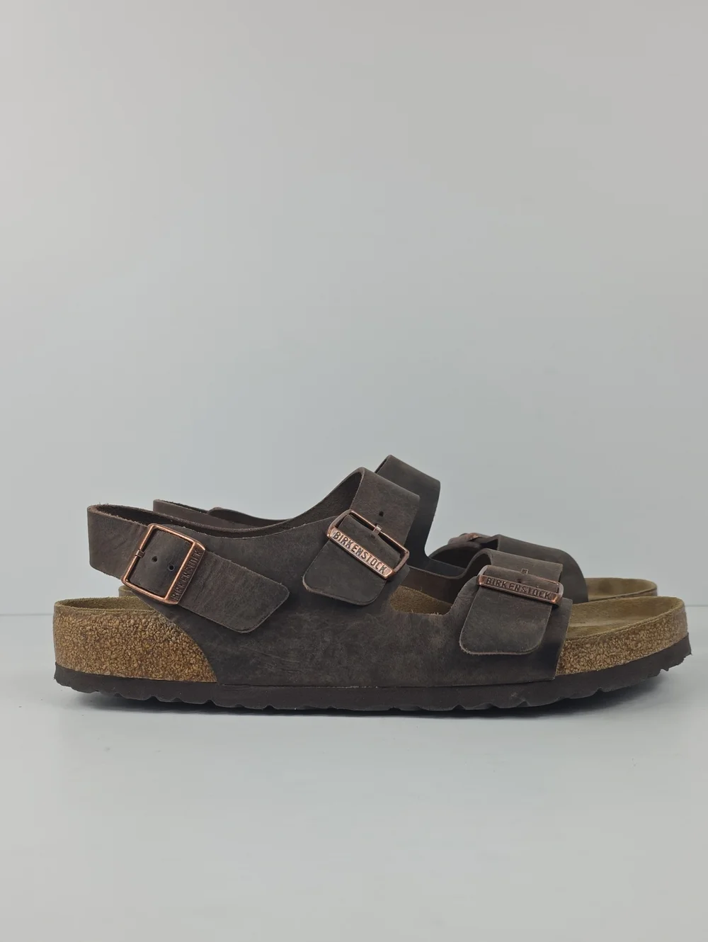Birkenstock Milano Brown Oiled Leather Men's Sandals Size EU43 - US 10
